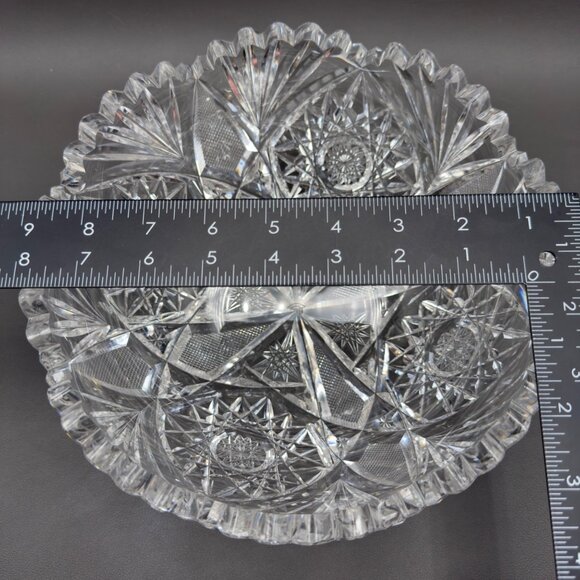 American Brilliant Period ABP Cut Glass Sawtooth Bowl Libbey 9” READ - Picture 4 of 16